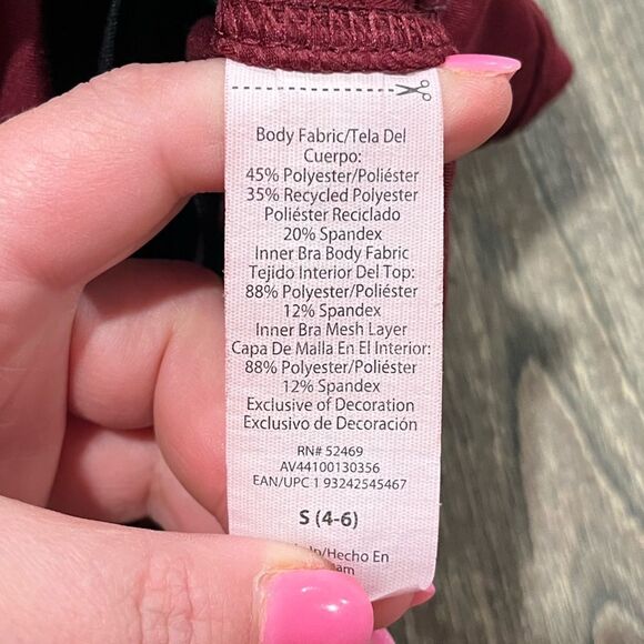 AVIA Womens Sports Bra Scoop Neck Racerback Pullover Stretch Maroon Small - Picture 3 of 4